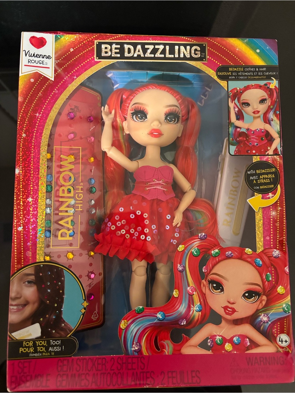 Rainbow Be Dazzling Vivienne Rouge Red Doll with Gem Stickers